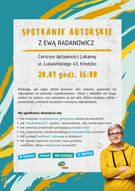 Plakat informacyjny spotkania autorskiego z Ewą Radanowicz